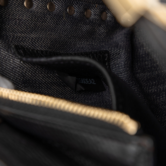 Pre-Loved Valentino Small Denim Rockstud Trapeze Satchel - Picture 6 of 8